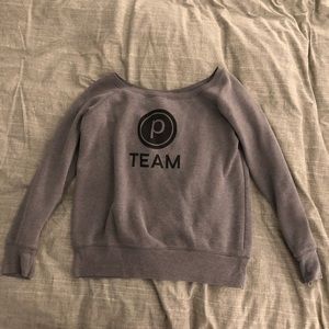 Pure Barre Team off shoulder sweatshirt